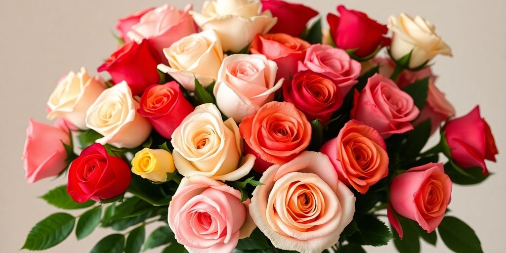 Kleurrijke rozen in een mooie vaas.