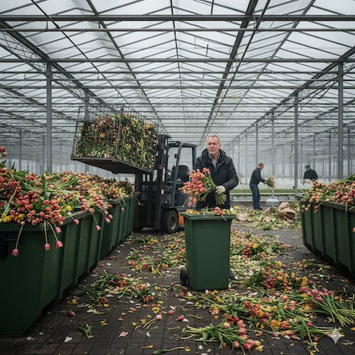 Red kromme bloemen van de bak met Pluukz