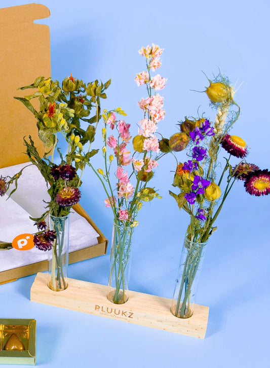 Droogbloemen vaasjes set biologisch en lokaal. Shop PLUUKZ