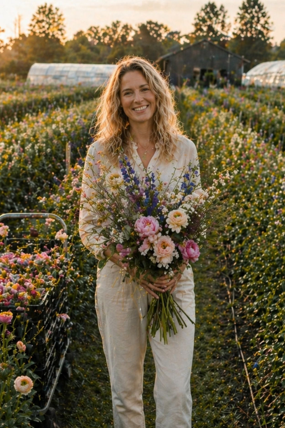 prachtige bloemen in een bio veld 