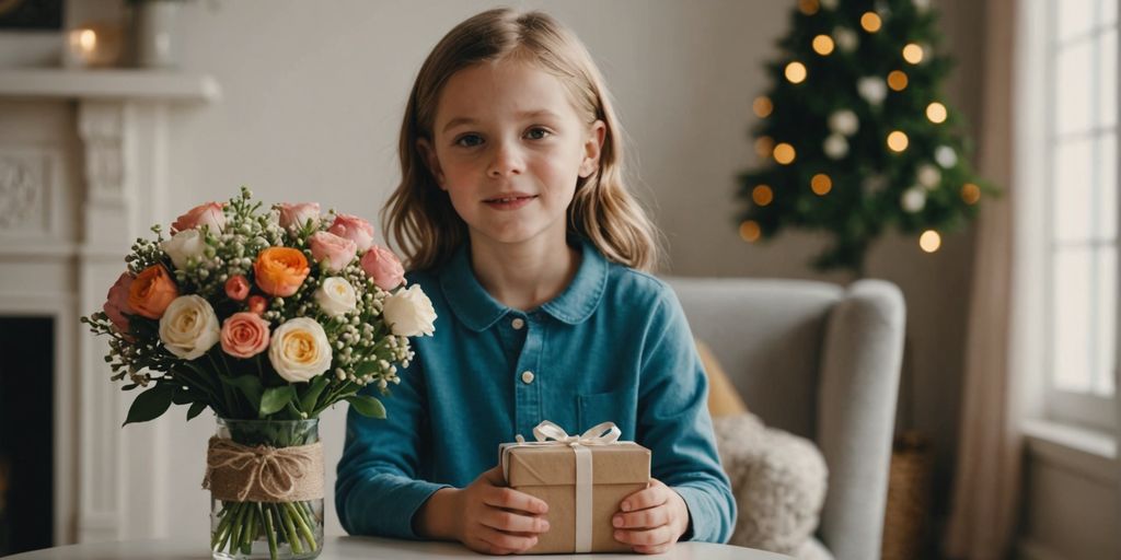 Moederdagviering met bloemen en cadeaus