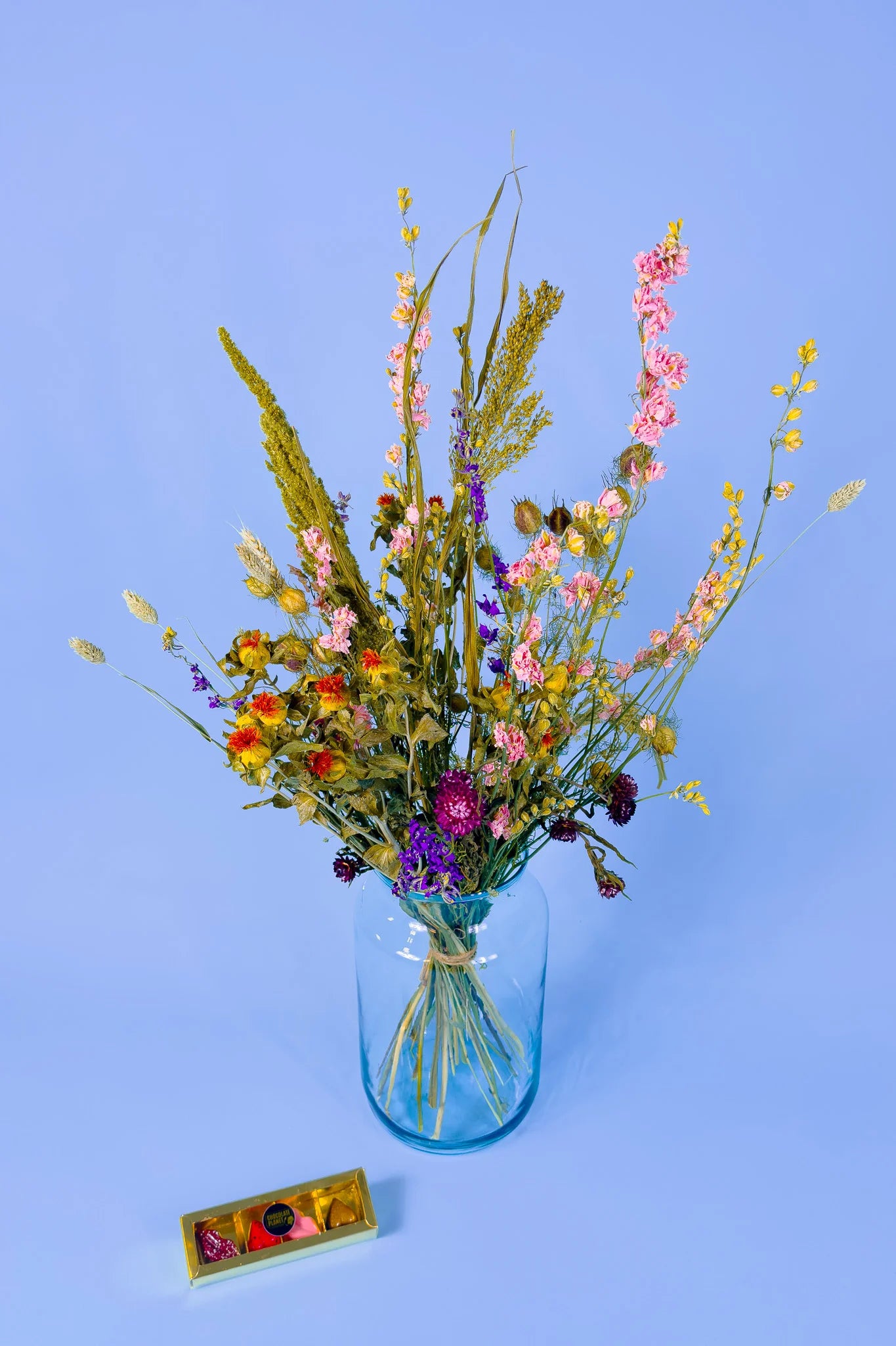 Biologisch roze droogbloemen boeket, duurzaam cadeau, bestel bij PLUUKZ
