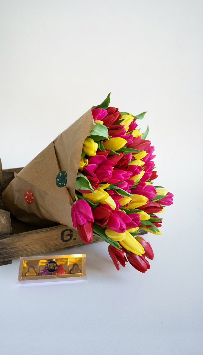 prachtige tulpen mix met bonbons 