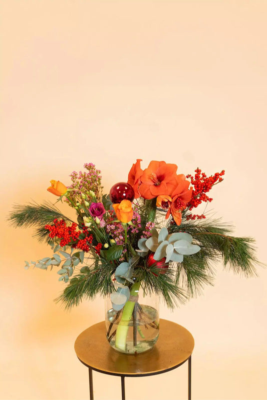 Amaryllis Kerstboeket - Rode Bloem in Volle Bloei