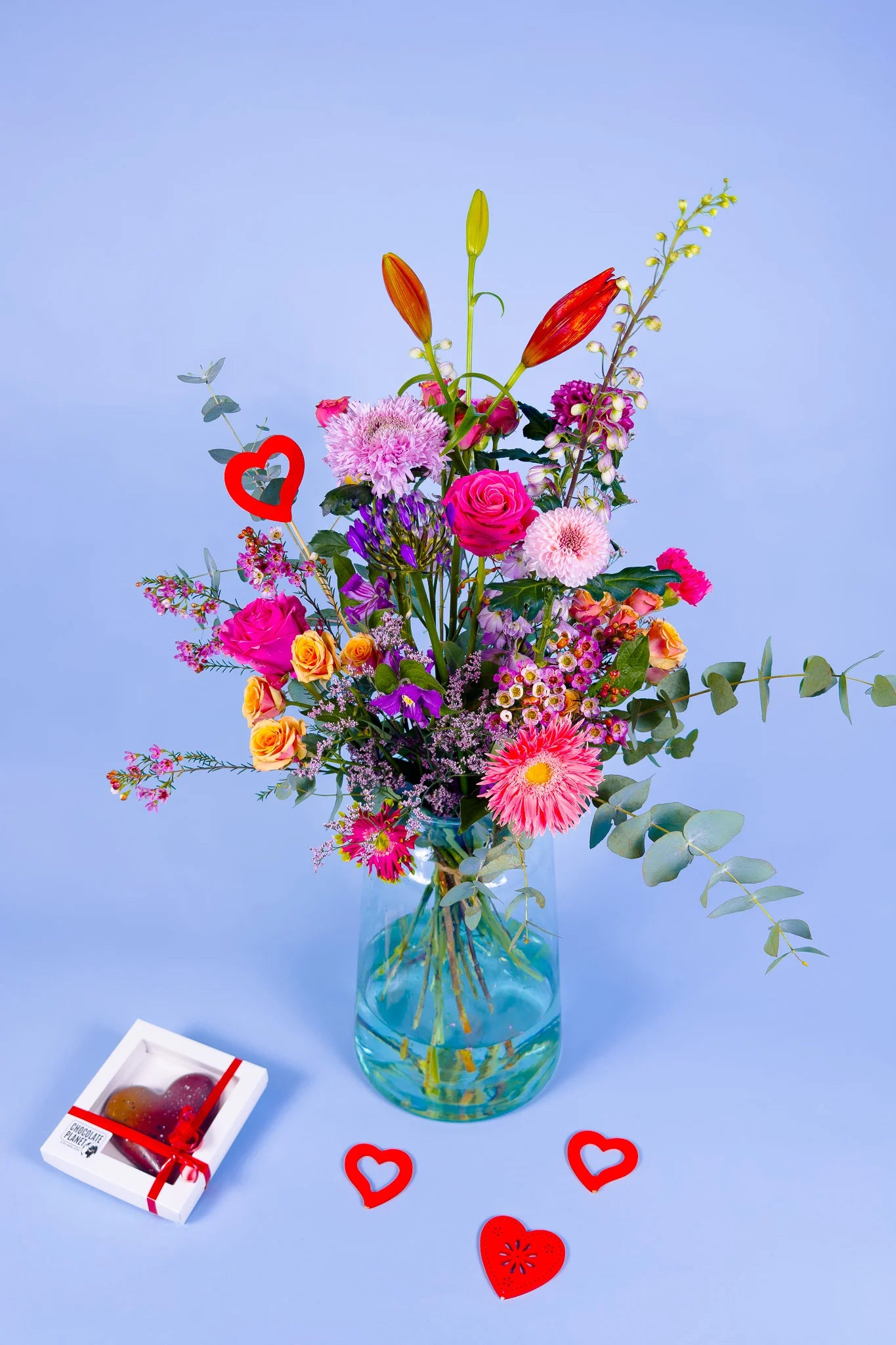 prachtig valentijn boeket met choco hart bestel vandaag nog bij pluukz